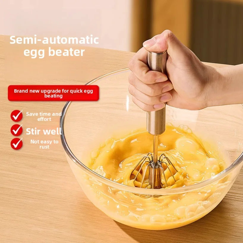 Semi-Automatic Hand Push Whisk | Egg Beater & Milk Frother