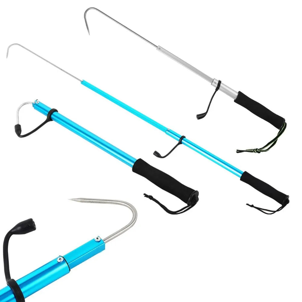 New Telescopic Retractable Fish Gaff Stainless Steel Professional Ice Sea Fishing Spear Hook Fishing Tackle fishing hook fishing Peaceful Pleasures Health and Wellness