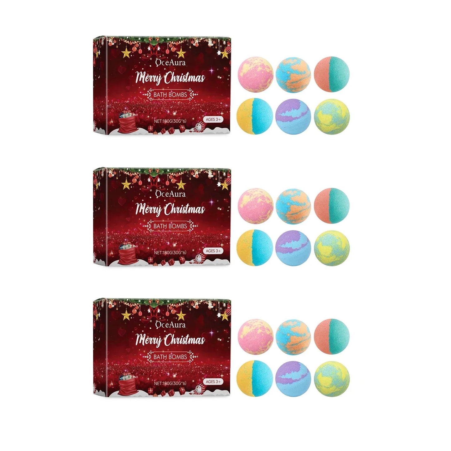 OceAura Christmas Bath Bombs Gift Set – Kids & Adults