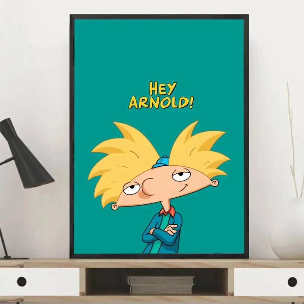 Cartoon Hey ArnoldS Poster Classic Vintage Posters HD Quality Wall Art Canvas Painting Retro Posters for Home Room Wall Decor Peaceful Pleasures Health and Wellness Light Grey 40x60cm Unframed