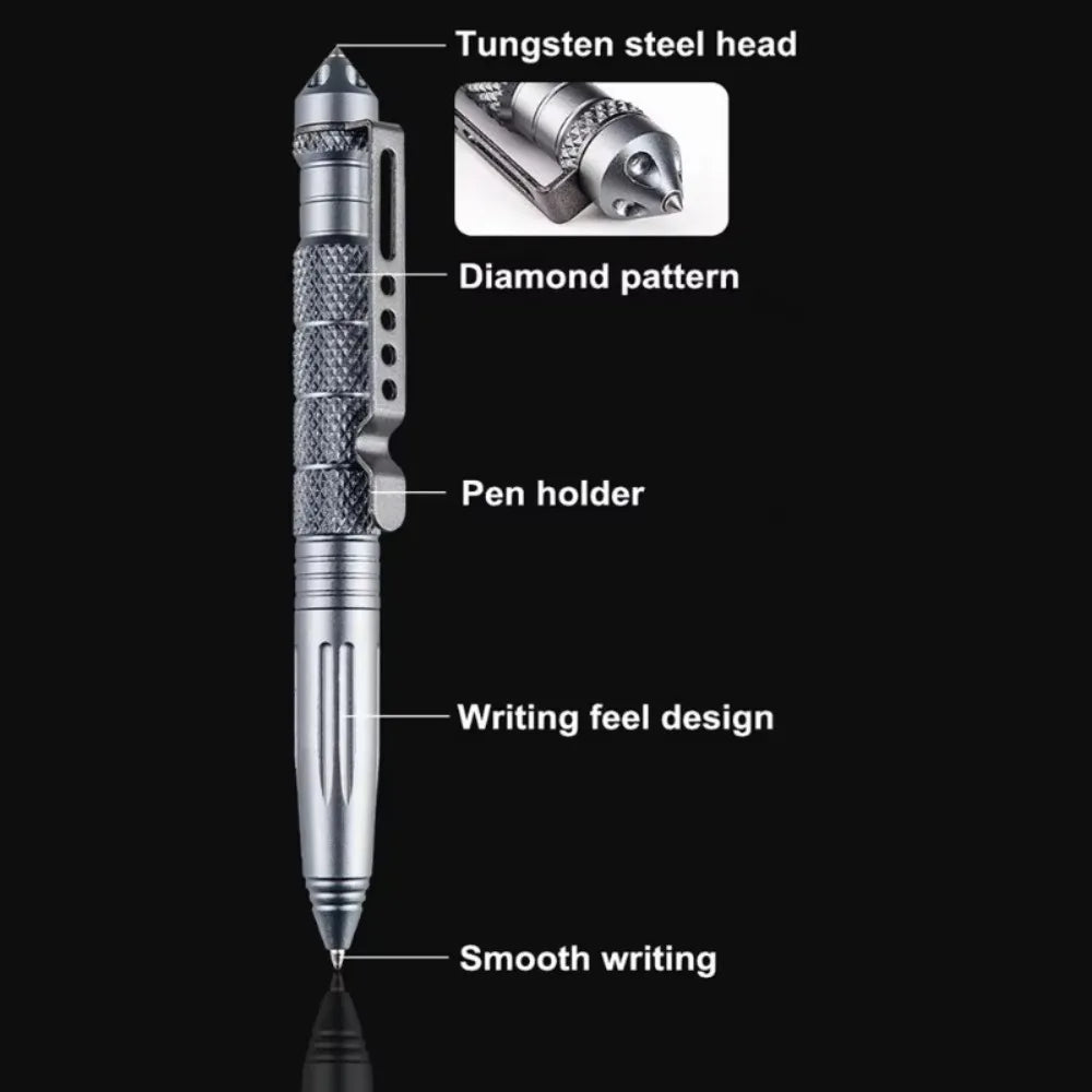Military Tactical Pen Multifunction Aluminum Alloy Outdoor Camping Security Survival Tools Emergency Glass Breaker Survival Pen Peaceful Pleasures Health and Wellness
