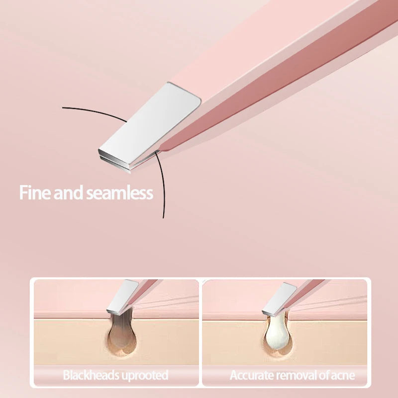 4-Pack Stainless Steel Precision Tweezers Set | Eyebrow & Lash