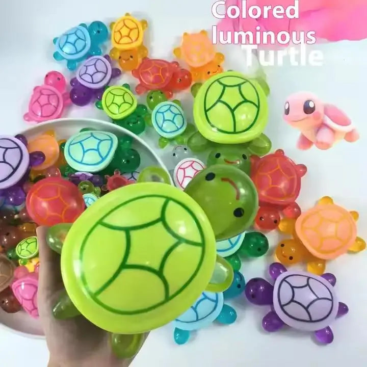 Glow-in-the-Dark Mini Turtle Figurines | 100pc Micro Decor Set