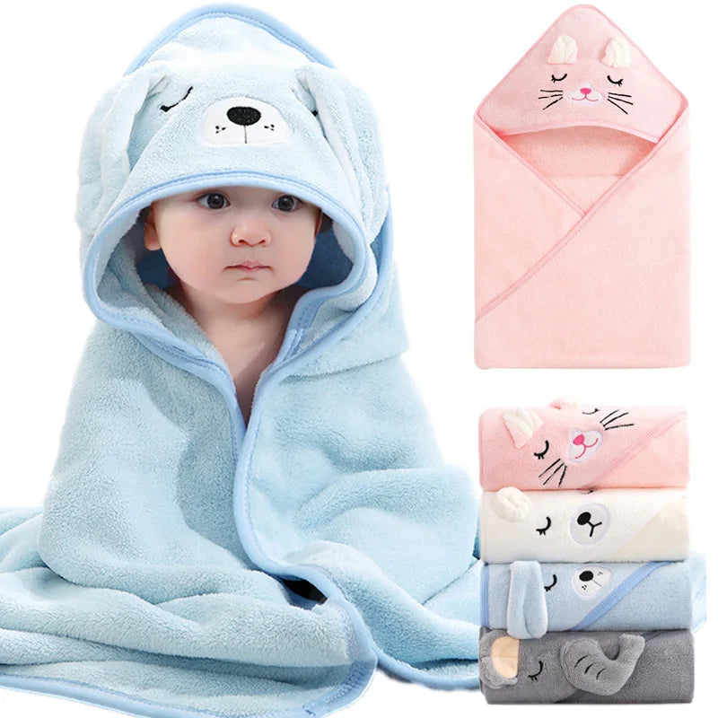 Cartoon Animal Baby Hooded Towel – Soft Newborn Swaddle Wrap
