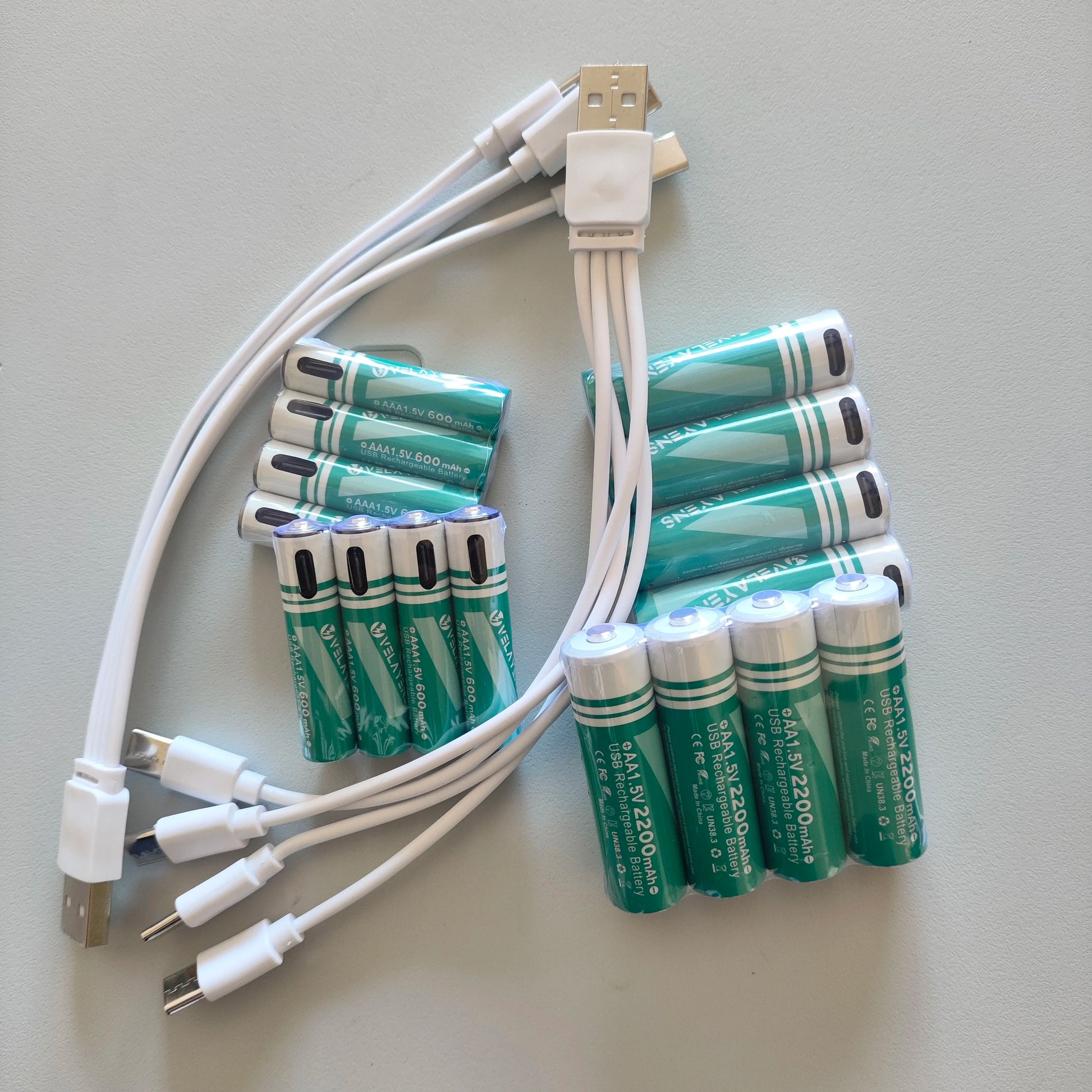 1.5V USB Rechargable Lithium Battery AA 2200mAh + AAA 600mAh Actual Capacity Fast Charging 2000+ Charge Cycles Peaceful Pleasures Health and Wellness