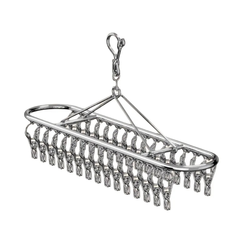 Stainless Steel Sock Drying Rack – 20 or 30 Windproof Clips