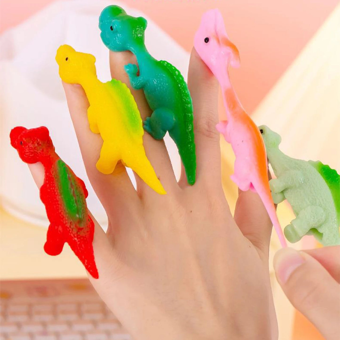 Finger Catapult Dinosaur Toy Funny Mini Rubber Dino Finger Sling Shot Toys for Christmas Birthday Goodie Bag Stuffers Peaceful Pleasures Health and Wellness Random 1pcs