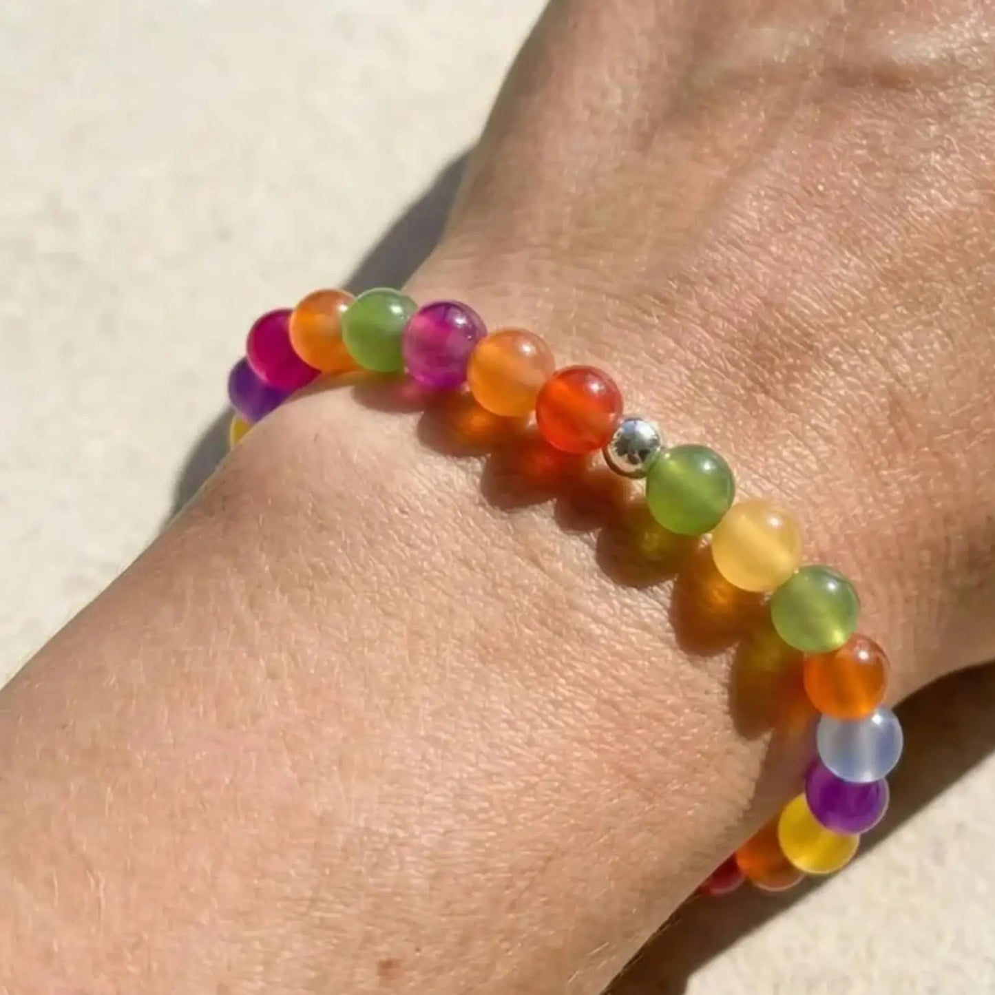 UV Reactive Rainbow Beaded Choker & Bracelet | Color-Shifting