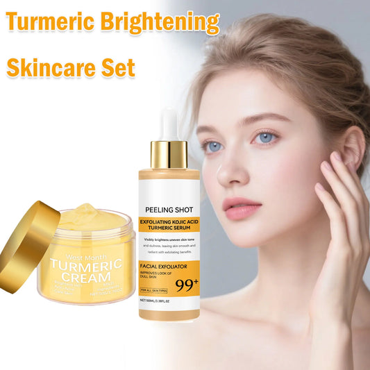 Turmeric Brightening Skincare Set – Kojic Acid Serum & Cream