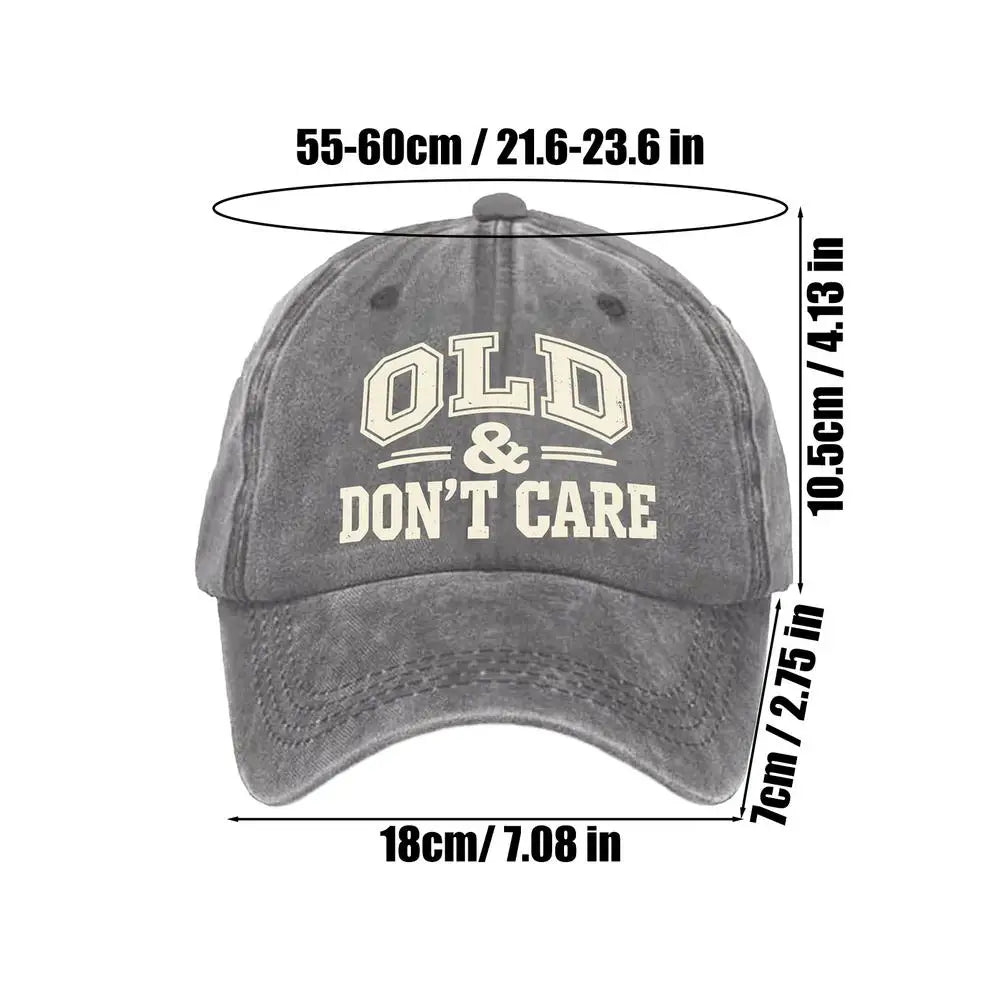 Vintage Distressed Baseball Cap | "Old Don't Care" Unisex Hat