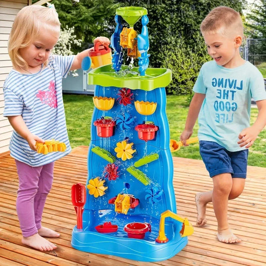 Kids Waterfall Water & Sand Sensory Table | Outdoor Toddler Toy Kids Sensory Water Table Peaceful Pleasures Health and Wellness