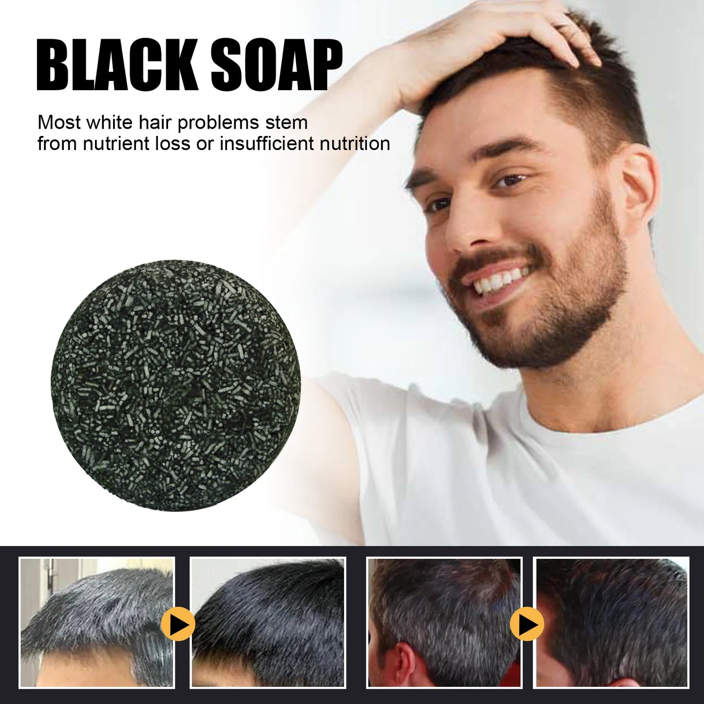 White to Black Hair Soap Effectively Remove White Hair Repair Damaged Hair Follicle Restore Natural Color Anti Gray Hair Shampoo Peaceful Pleasures Health and Wellness