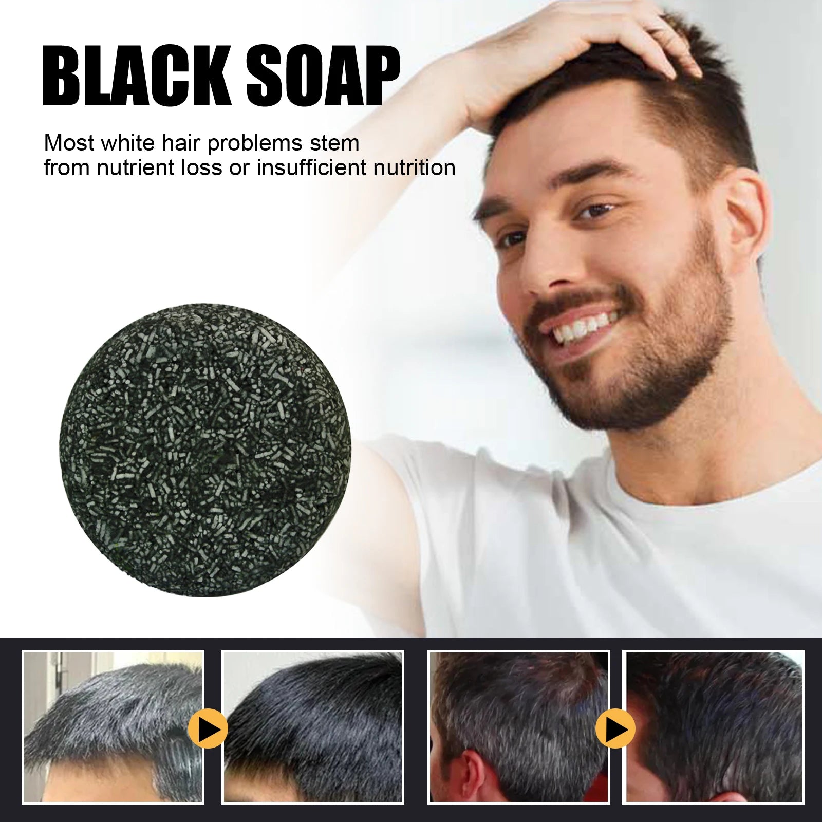 White to Black Hair Soap Effectively Remove White Hair Repair Damaged Hair Follicle Restore Natural Color Anti Gray Hair Shampoo Peaceful Pleasures Health and Wellness