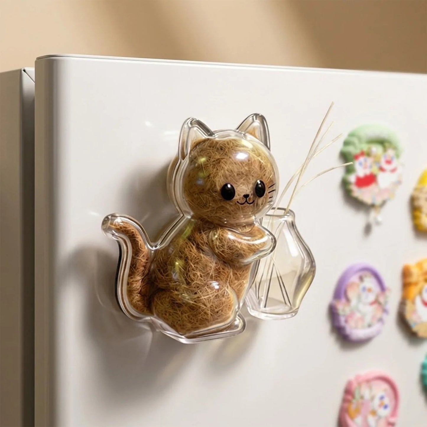 Magnetic Cat Whiskers Holder Clear Pet Fur Keepsake Storage Fridge Magnet Cat Shape Memorial Ornament Box For Cat Owner Peaceful Pleasures Health and Wellness