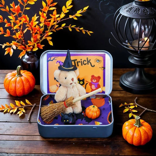 Halloween Witch Teddy Bear in a Box – Spooky Keepsake Gift Halloween Keepsake Gift Peaceful Pleasures Health and Wellness