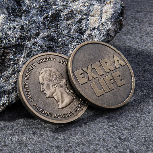 Ready Player One Extra Life Coin – Metal Cosplay Prop Collectible Collectible Prop Coin Oasis Select Brown