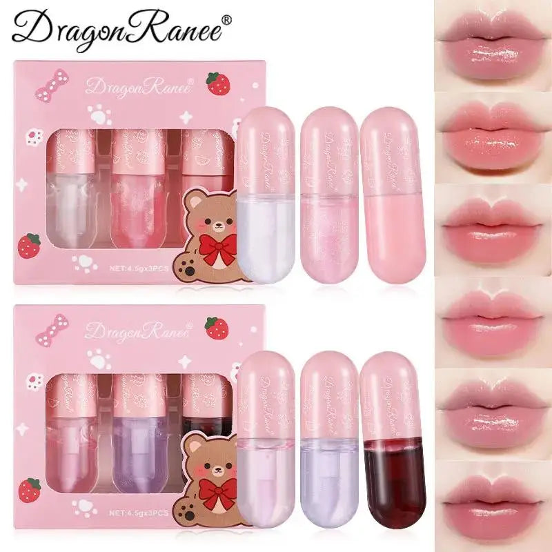 Dragon Ranee Pearly Lip Gloss Set – Mirror Glaze Lip Oil, 3pc