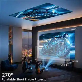HA109 Smart Projector Native 720P 4K Decode 130ANSI Android 11 WiFi6 Bluetooth5.0 270° Rotatable Home Theater Projector Peaceful Pleasures Health and Wellness