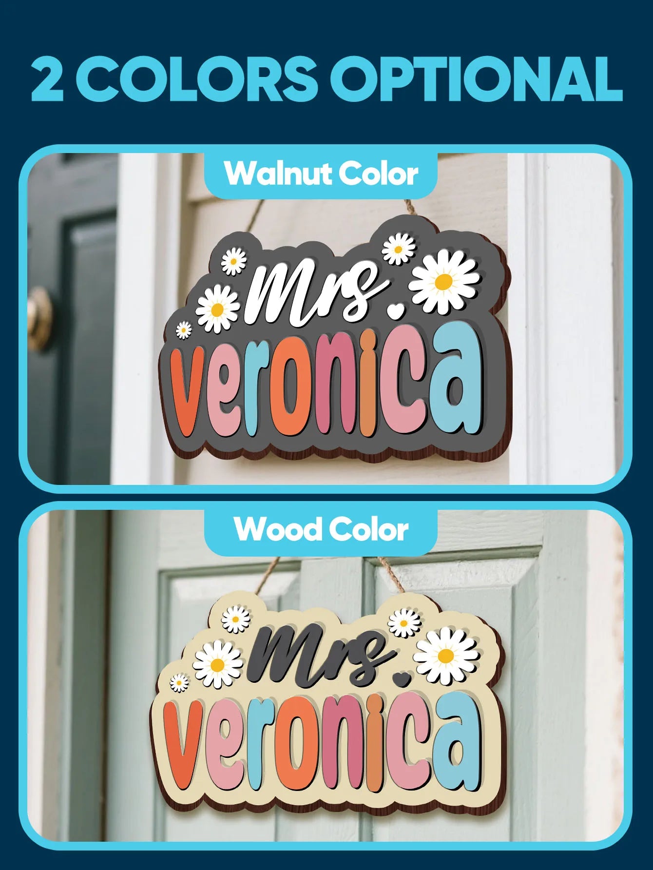 Custom Wooden Name Sign Personalized Teacher Appreciation Gift Back to School Door Decor Classroom Office Home Hanging Plaque Peaceful Pleasures Health and Wellness