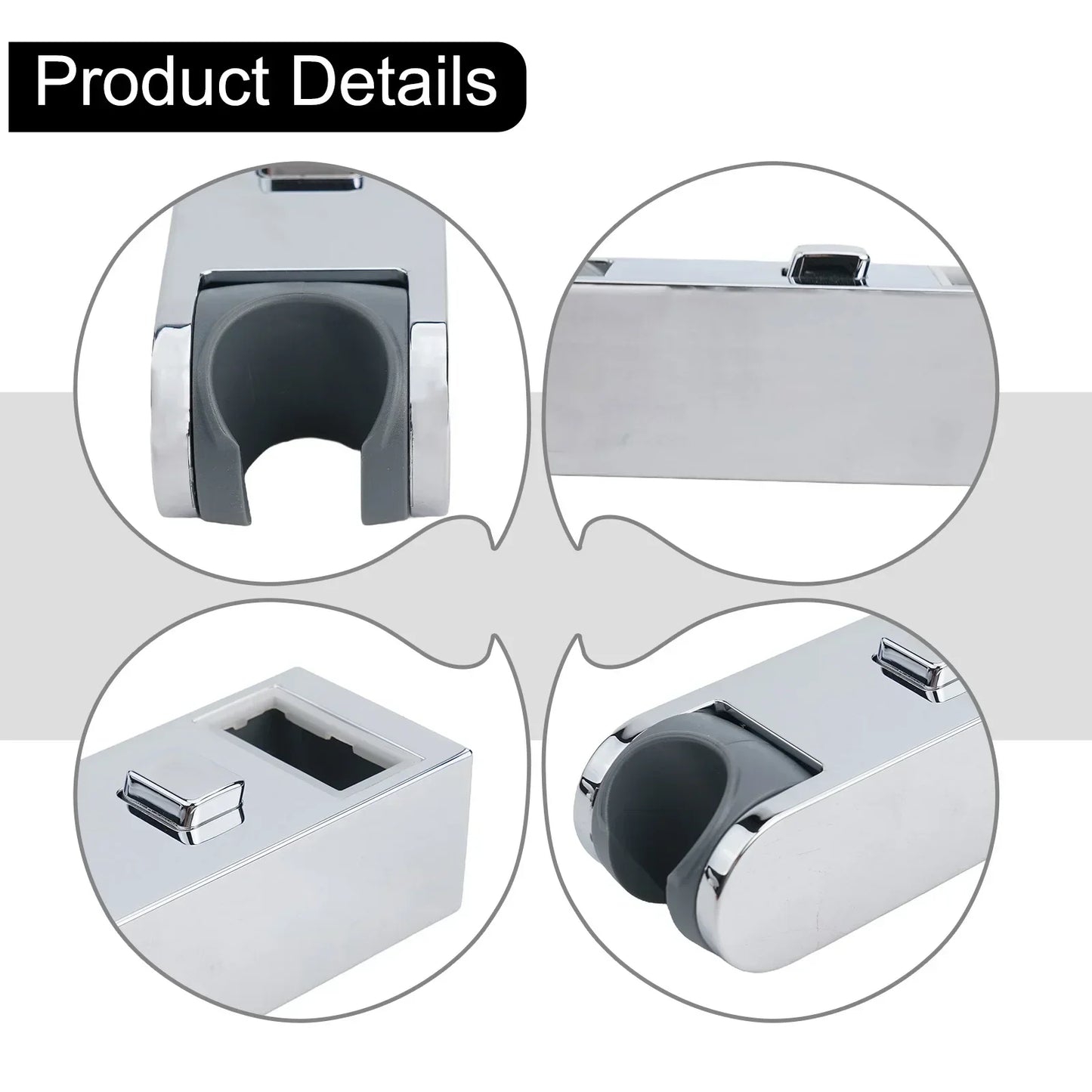 Adjustable Chrome Shower Rail Slider Bracket – 360° Swivel
