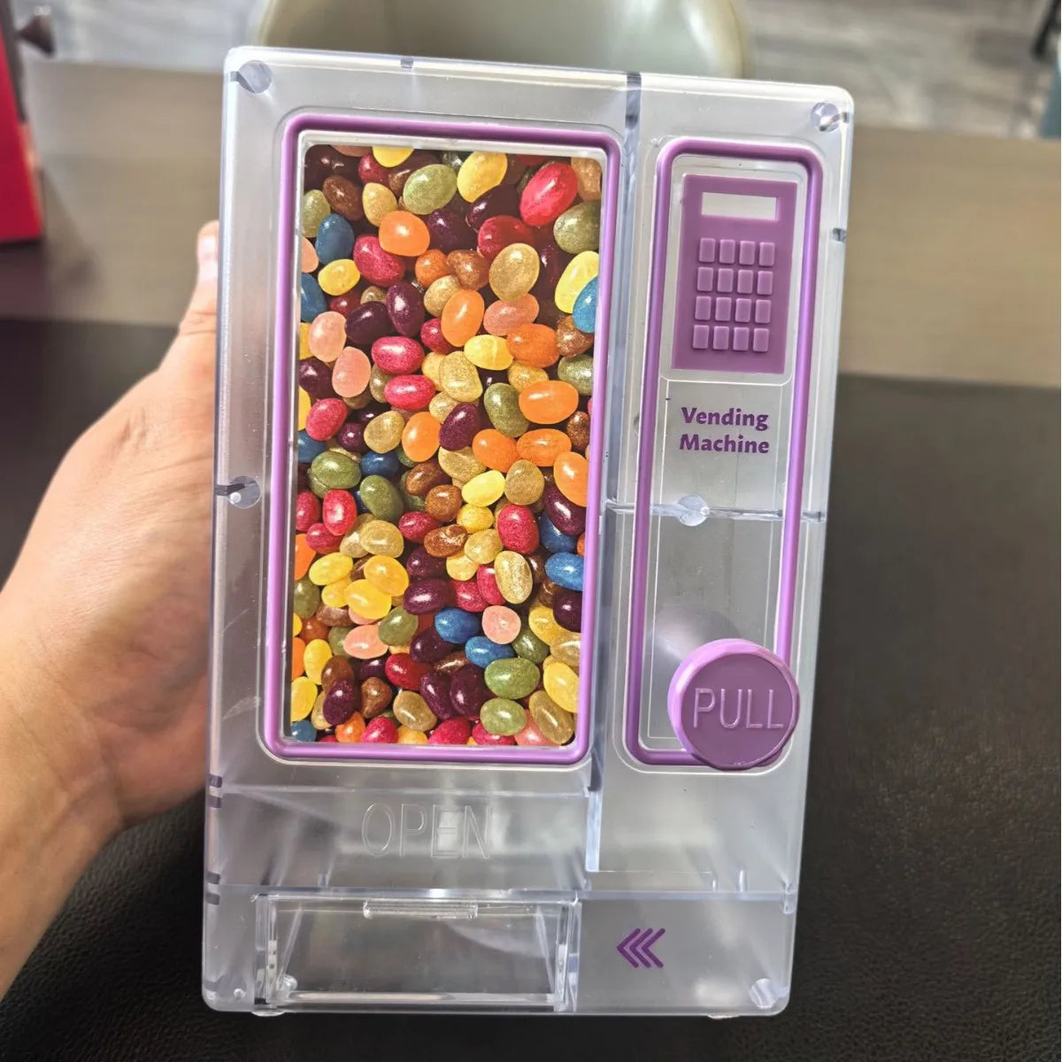 Creativity MM Bean Chocolate Bean Rainbow Candy Machine Mini Bean Machine M Bean Storage Can Children's Ornament Practical Toys Peaceful Pleasures Health and Wellness PURPLE