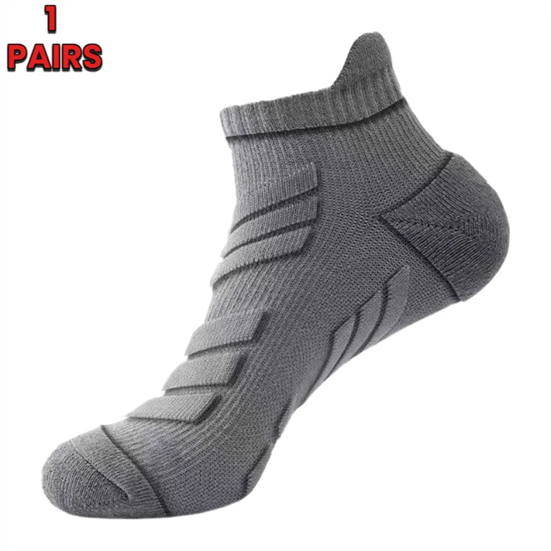 5 Pairs Men's Outdoor Ankle Socks, Shock-Absorbing And Anti Slip Sports Socks, Sweat Absorbing And Breathable Towel Bottom Socks Peaceful Pleasures Health and Wellness 1 Pairs One Size