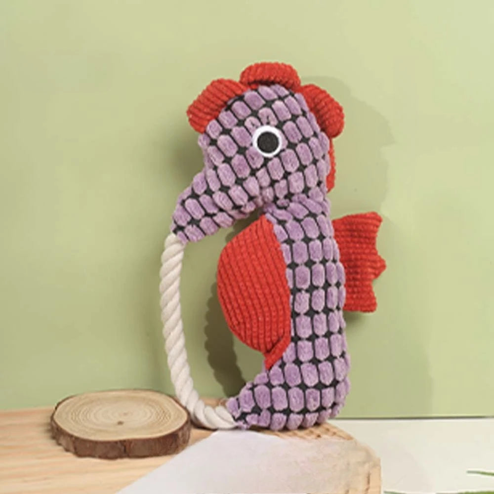 Seahorse Plush Squeaky Dog Toy Bite Resistant Rope Funny Puppy Chew Toy Pet Dog Accessories Peaceful Pleasures Health and Wellness