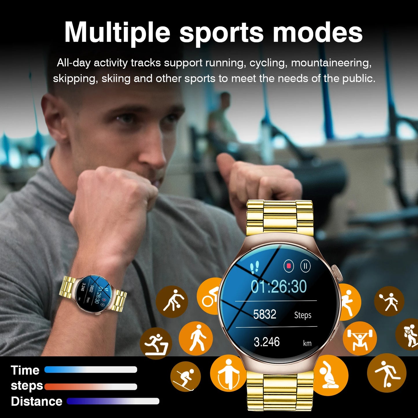 LOMAXFR Smart Watch with Replacement Band & Bluetooth 5.0