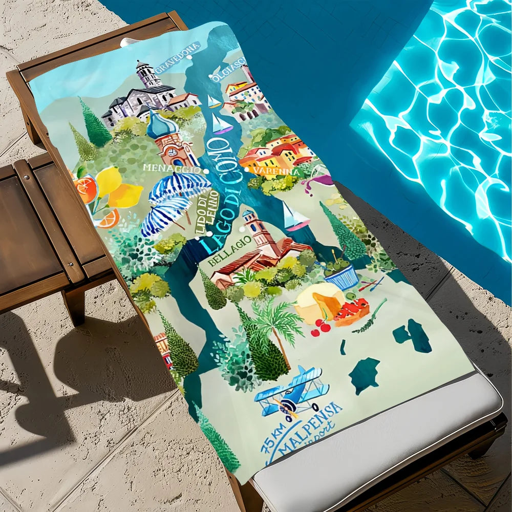 Map of Athens Quick-Dry Beach Towel | Travel, Pool & Gym Quick-Dry Beach Towel Peaceful Pleasures Health and Wellness z1 STJ40x70CM