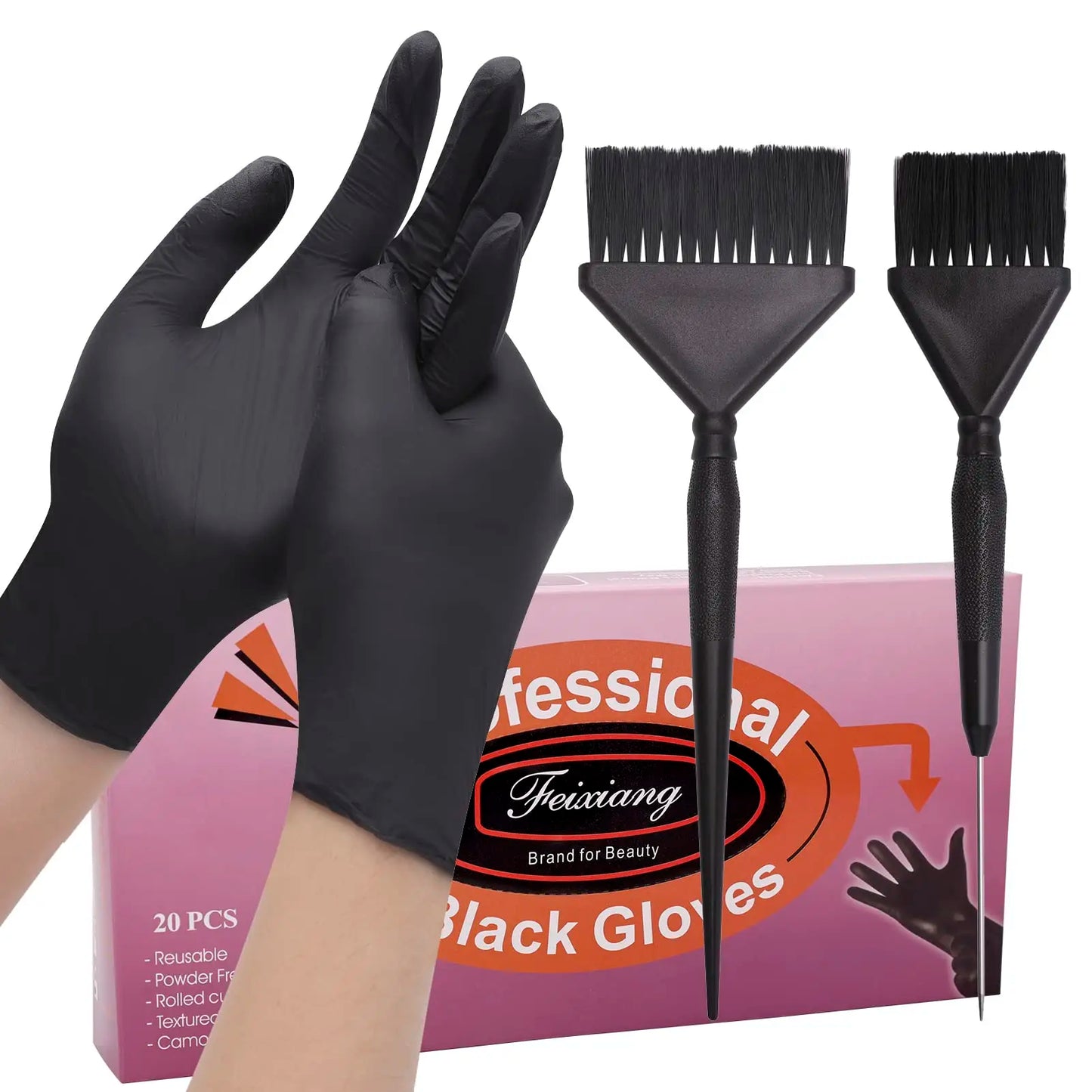 Professional Rubber Hair Dyeing Gloves Brush Set DIY Hair Styling Tool Anti skid Hair Dying Gloves Barber Hairdressing Supplies Peaceful Pleasures Health and Wellness M CN