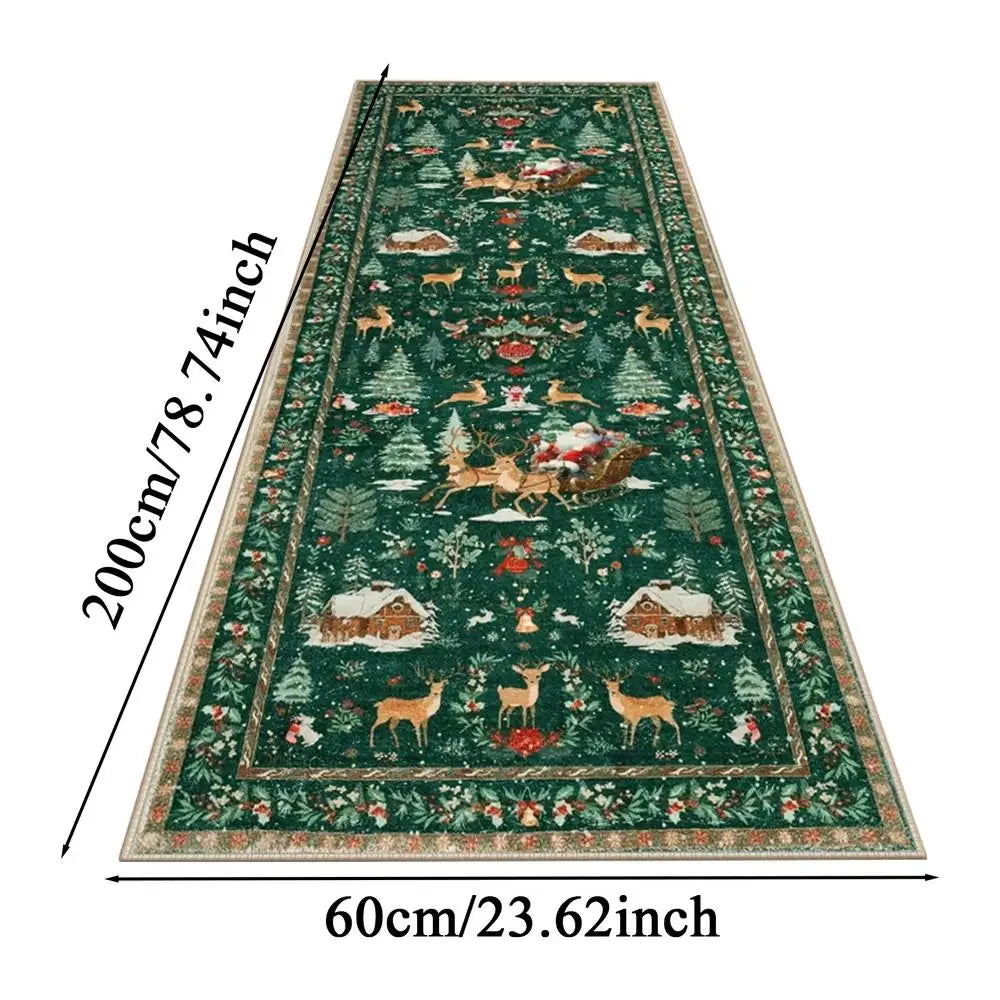 Christmas Carpet Non-Slip Washable Winter Holiday Floor Mat Christmas Bathroom Runner Rug For Indoor Bedroom Living Room Peaceful Pleasures Health and Wellness China Mainland green