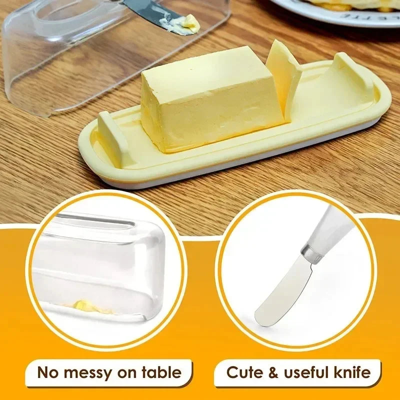 Fresh Keeping Butter Box with Lid and Knife Plastic Solid Cheese Storage Container Kitchen Supplies Butter Dish Peaceful Pleasures Health and Wellness