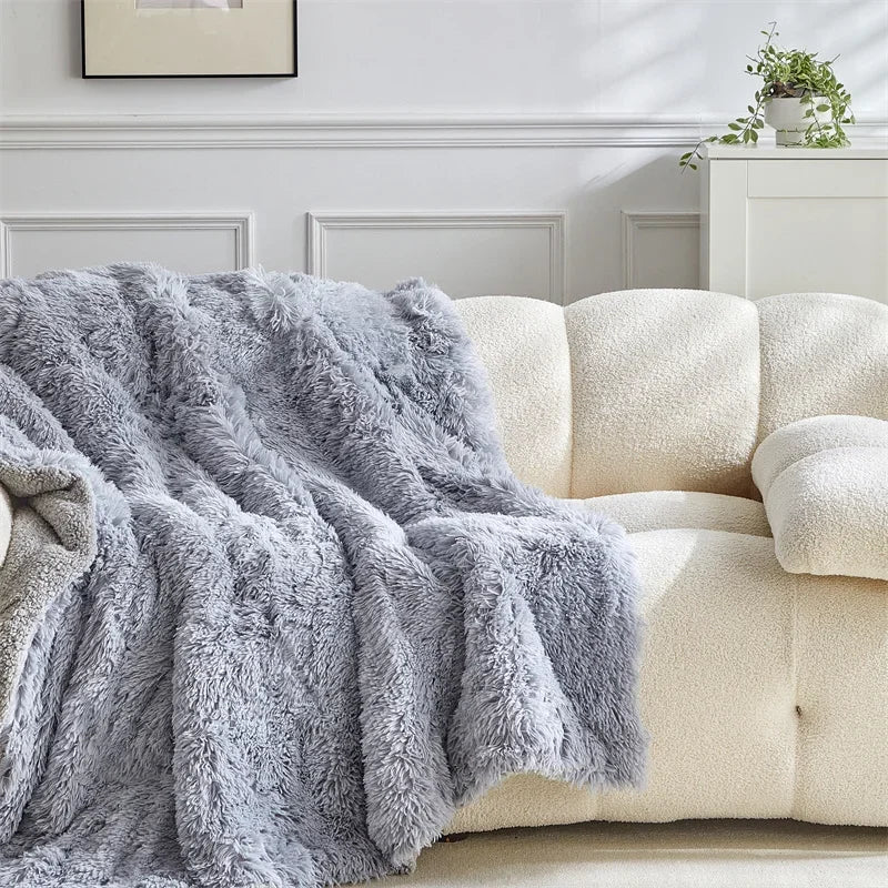 Fluffy Fuzzy Faux Fur Throw Blanket for Couch Sofa Bedroom Blanket for Bed Lightweight Thermal Blanket Warm Blankets for Winter Peaceful Pleasures Health and Wellness Blanket Gray A 150X200cm