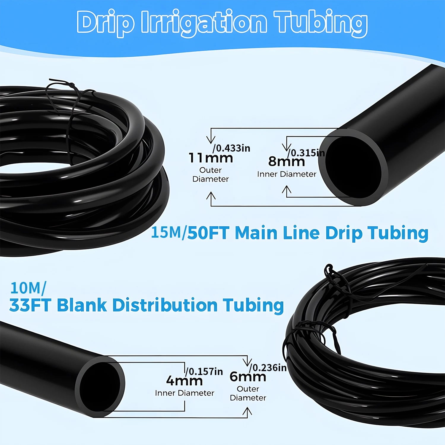 25m-8m Micro Drip Irrigation Kit Thread - Automatic Watering System with 4/6 Split to 8/12 Connector Rotary Scattering Nozzle Peaceful Pleasures Health and Wellness