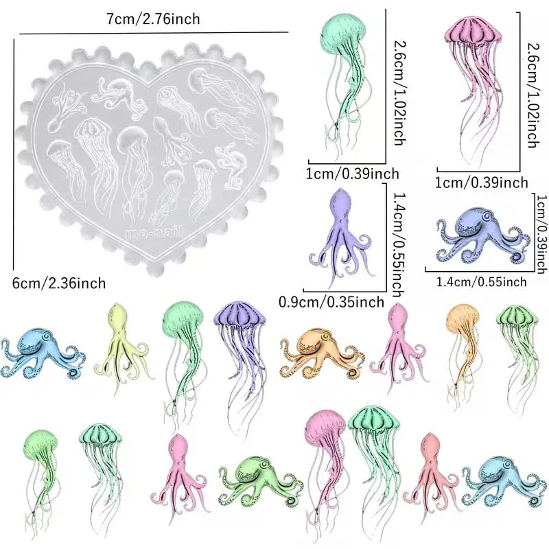 3D Silicone Sea Nail Art Mold – Octopus & Jellyfish Design
