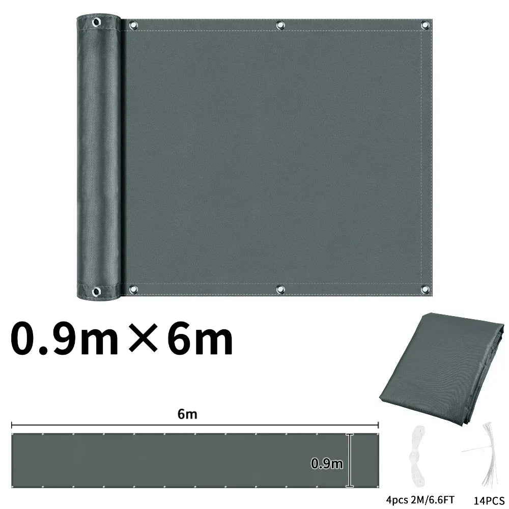 Balcony Privacy Screen Patio Fence Screen for Balcony Cover Waterproof Garden Sunshade Cloth with Grommets UV Protection Shelter Peaceful Pleasures Health and Wellness Grey 90x600CM
