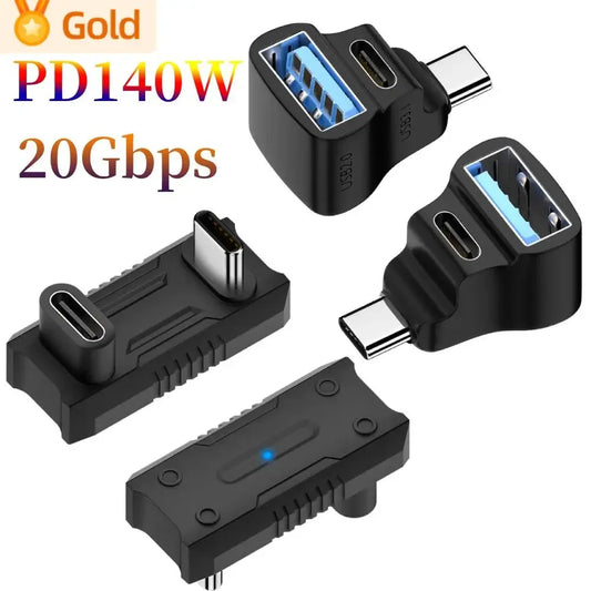 140W Fit for Steam Deck 2-in-1 Extension Connector Right Angle Type-C USB C Adapter For ASUS Rog Ally Game Console Accessories Peaceful Pleasures Health and Wellness