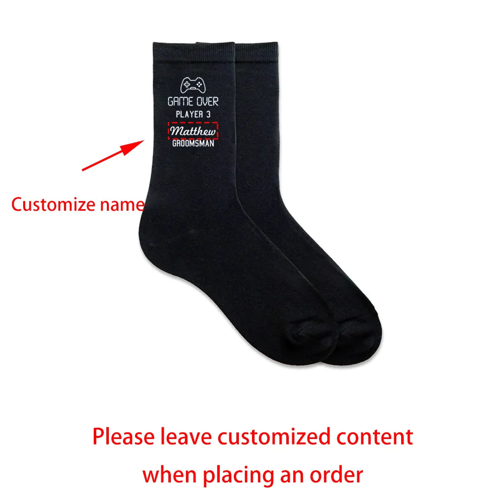 Custom Game Over Wedding Socks | Groom & Groomsmen Gift Custom Wedding Socks Peaceful Pleasures Health and Wellness groomsman One size