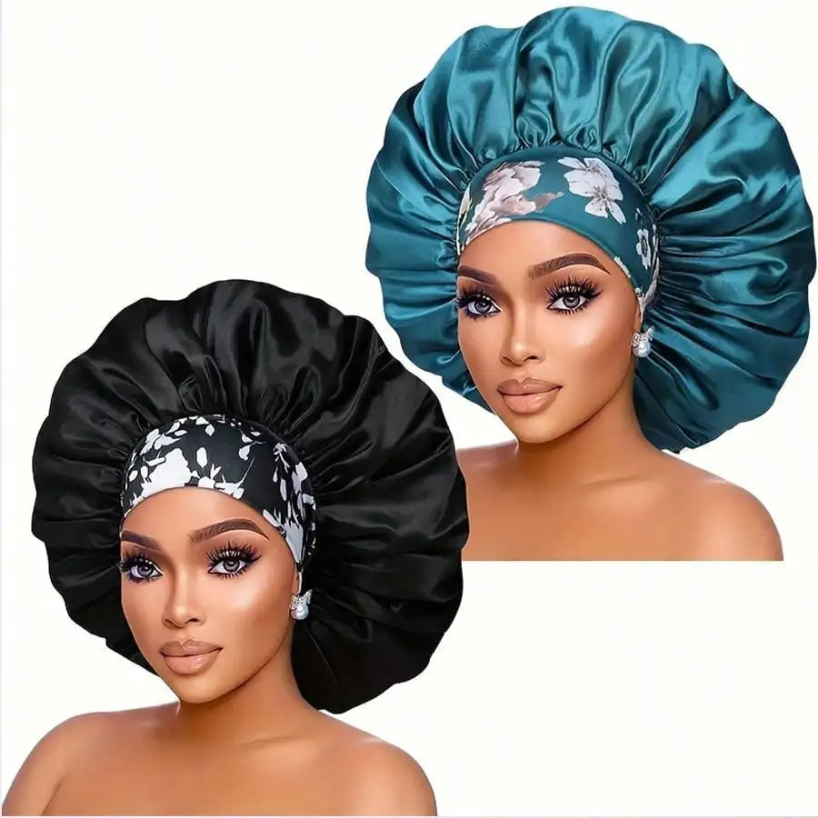 Women's Satin Sleep Cap – Oversized Bonnet with Wide Elastic Band