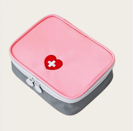 Mini Home First Aid Kit Multi-functional Storage Bag Portable Tablet Storage Large Capacity and Multiple Compartments Peaceful Pleasures Health and Wellness Pink