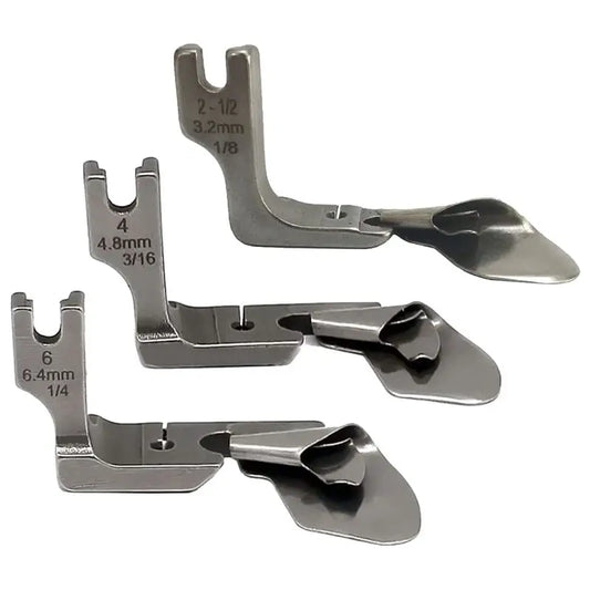 A36T-3Pc Hem Pull Tube Silk Chiffon Skirt Crimping Presser Foot Flat Car Arc Curling Presser Foot 1/8Inch+3/16Inch+1/4Inch Peaceful Pleasures Health and Wellness silver