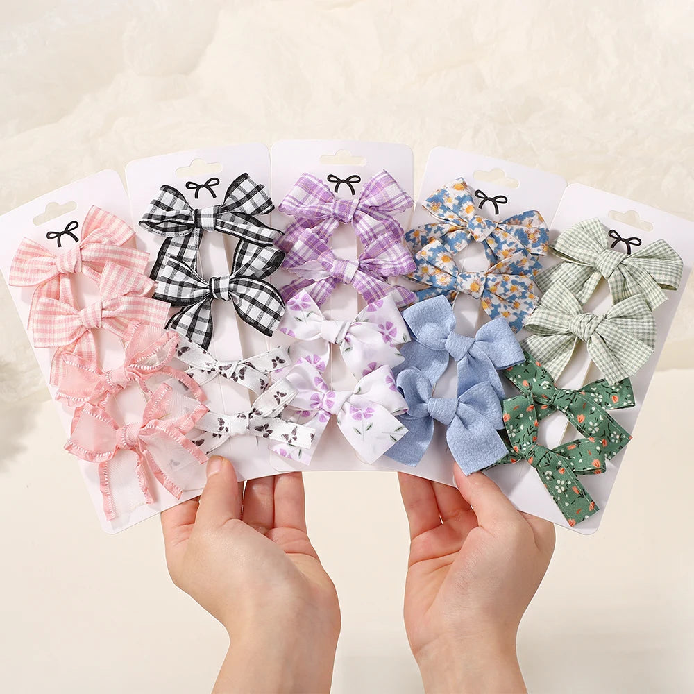 Lovely Cotton Bowknot Clips Safe Hairpins Girl Fresh Pastoral