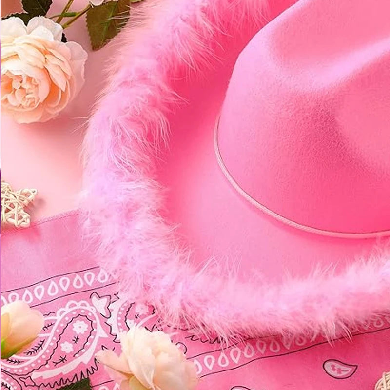 6-Pack Fluffy Cowgirl Hats – Bachelorette & Bridal Party Set Costume Party Hat Peaceful Pleasures Health and Wellness