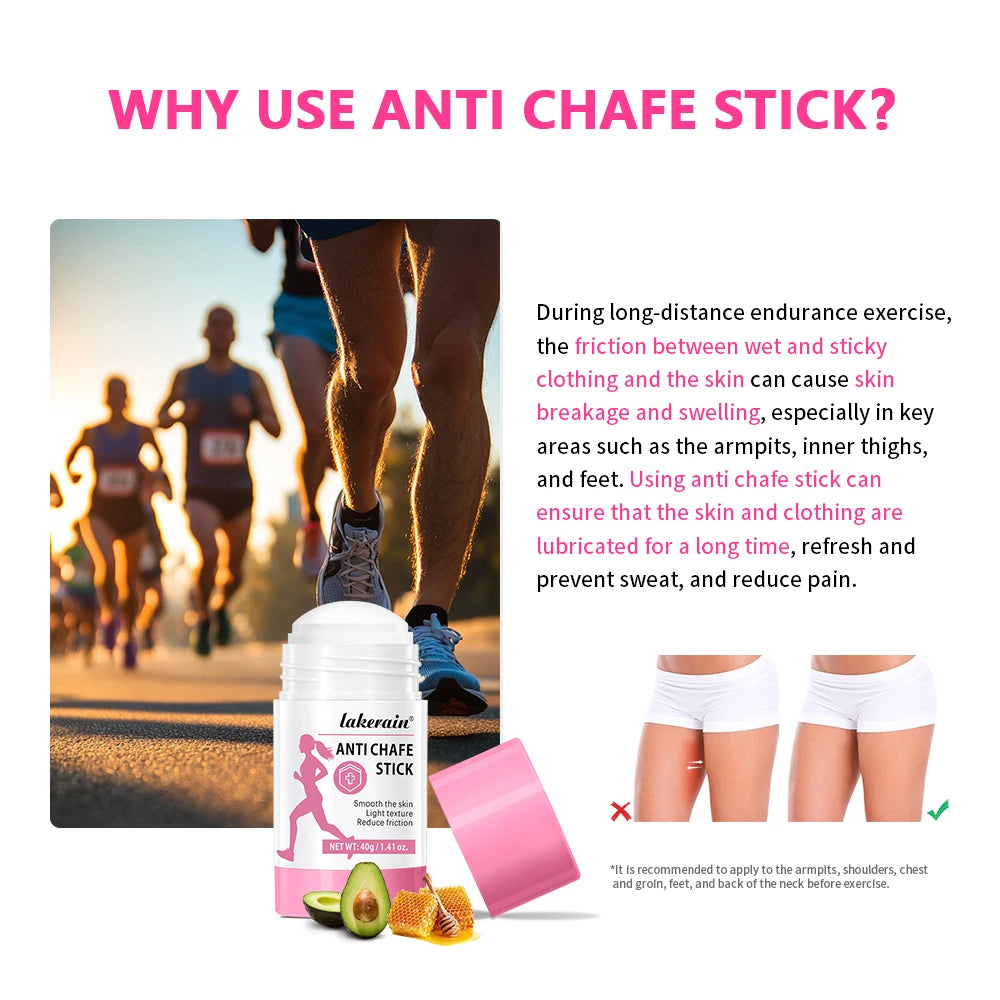 Running Thigh Anti-friction Stick Anti Chafe Cream Running Chafe Stick Sweat-proof Skin Rescue For Heel Lower Arm Thigh Skin Peaceful Pleasures Health and Wellness