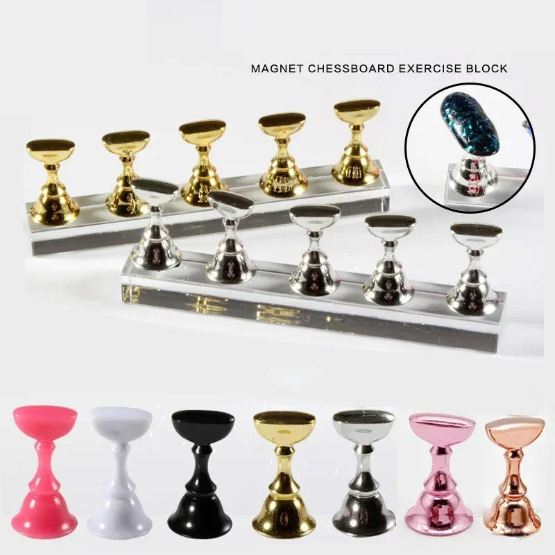 4sets 5pcs/Set Nail Practice Base, Acrylic Display, Magnetic Holder, False Nail Tips Practice Stand, Art Tools Peaceful Pleasures Health and Wellness