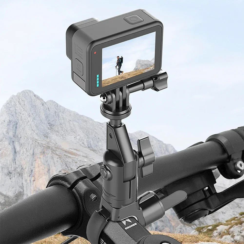 Motorcycle Bicycle Holder 360 Rotating Bicycle Handlebar Stand for Insta 360 X2 X3 X4 Go Pro 12 11 10 Peaceful Pleasures Health and Wellness