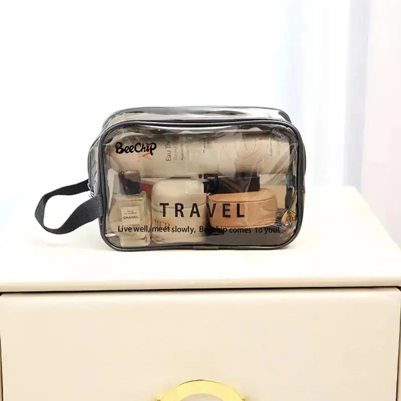 Clear PVC Makeup Bag | Travel Cosmetic Organizer Case