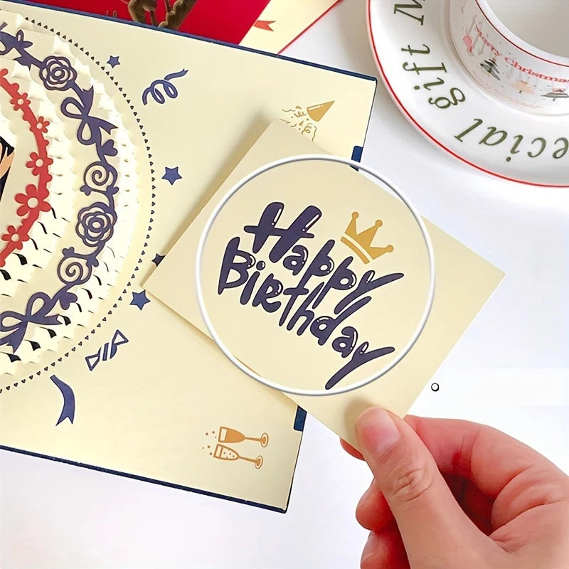 3D Pop-Up Birthday Cake Greeting Card with Envelope Pop-Up Greeting Card Peaceful Pleasures Health and Wellness