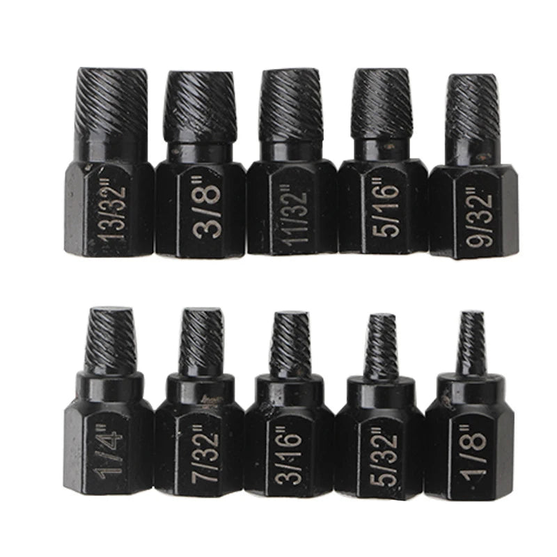 10Pcs Multi-Spline Screw Extractor Screw Extractor Kit Alloy Steel Damaged Screw Remover Set Easy Out Drill Bit Screws Bolt Stud Peaceful Pleasures Health and Wellness