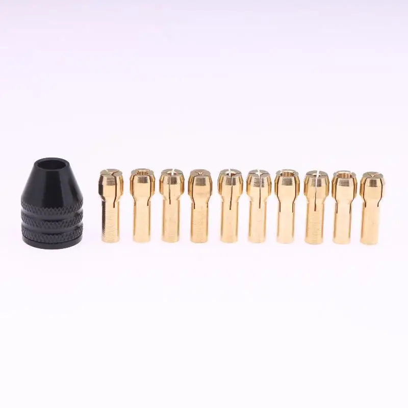 11-Piece Brass Collet Chuck Set for Rotary Tools 0.5–3.2mm